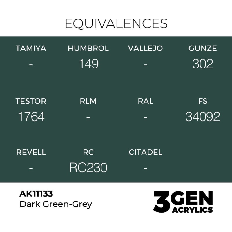  AK - Peinture 3gen : Dark Green - Grey - 17 ml