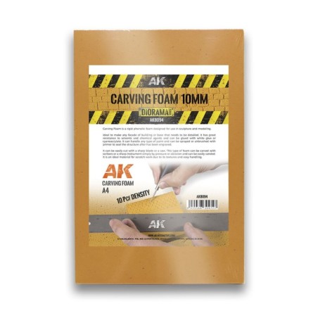 AK - Matériau de modélisme : Carving Foam 10 mm A4 Size (305 X 228 mm)