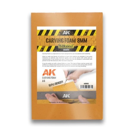 AK - Matériau de modélisme : Carving Foam 8 mm A4 Size (305 X 228 mm)