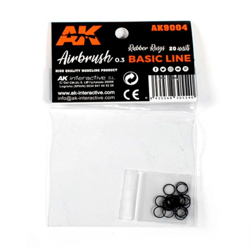 AK - Outil : Rubber Rings - 20 units (Airbrush Basic Line 0.3)
