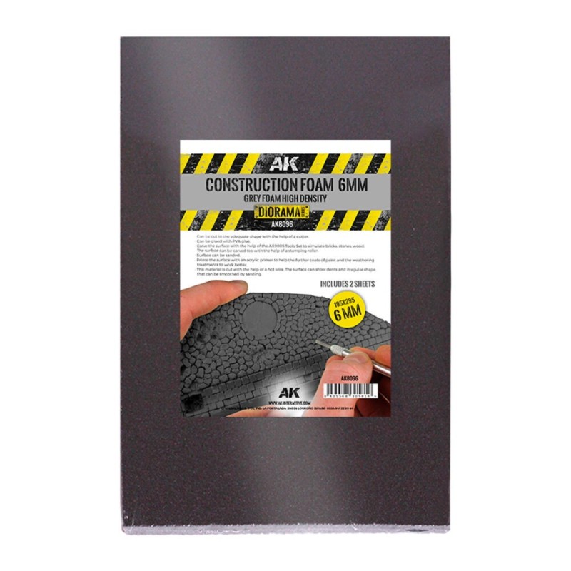AK - Matériau de modélisme : Construction Foam 6 mm - Blue Foam 195 X 295 mm (2 Sheets)