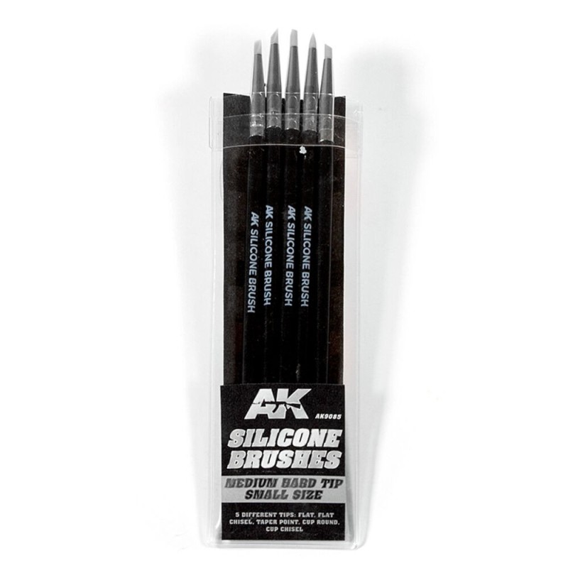 AK - 5 Pinceles De Silicona Dureza Media. Tamaño Pequeño / Of 5 Silicone Brushes Medium Hard Tip Small