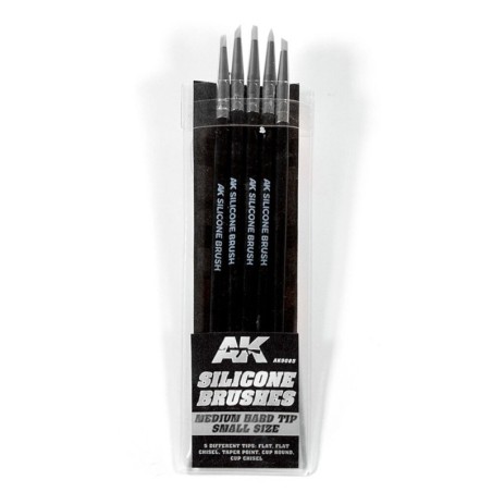 AK - 5 Pinceles De Silicona Dureza Media. Tamaño Pequeño / Of 5 Silicone Brushes Medium Hard Tip Small