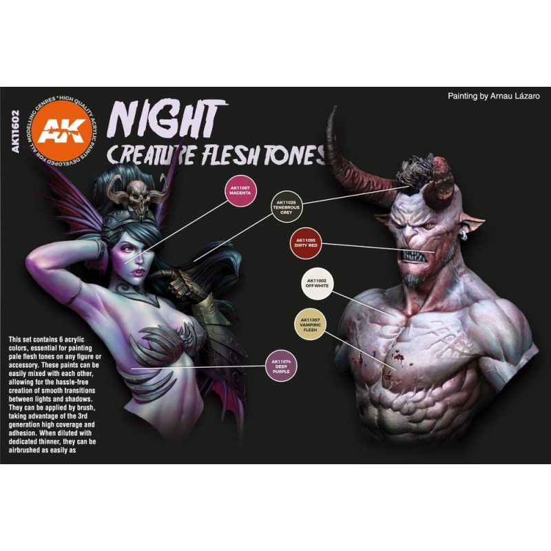  AK - Set de peintures 3gen : Night Creatures Flesh Tones
