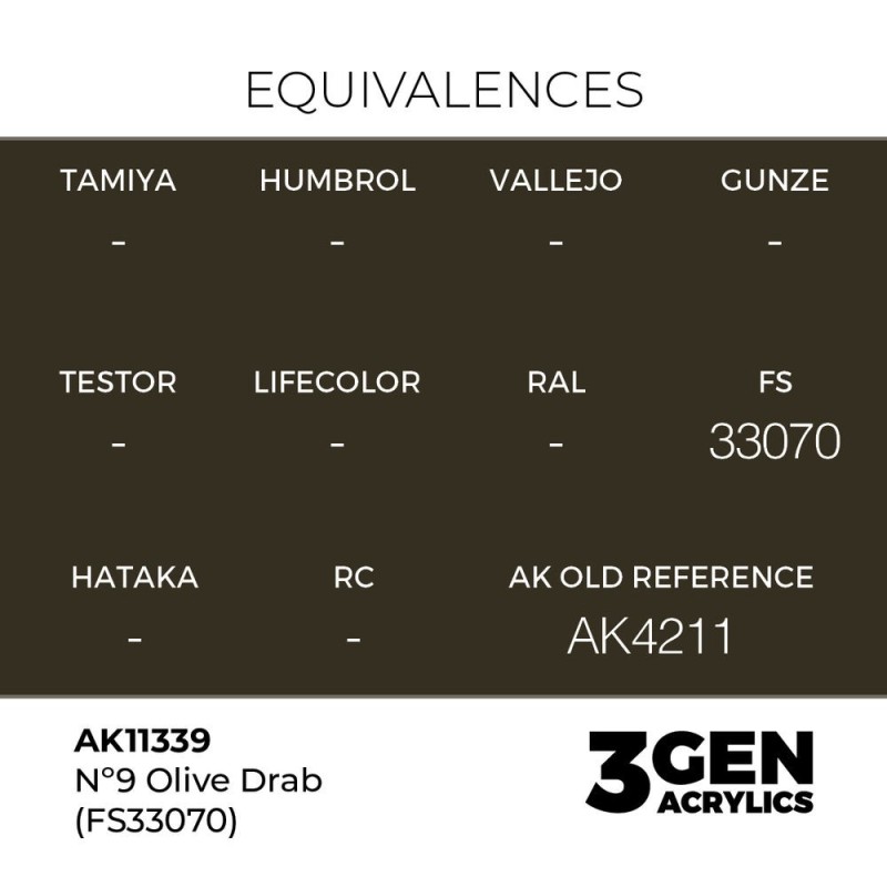  AK - Peinture 3gen : Nº9 Olive Drab (FS33070)
