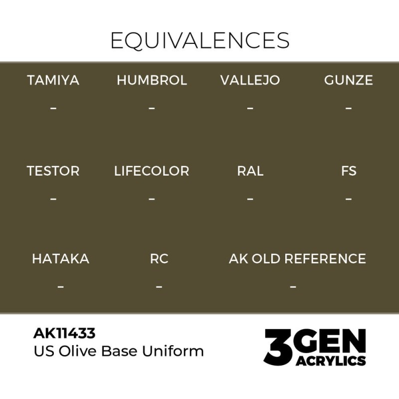  AK - Peinture 3gen : US Olive Base Uniform