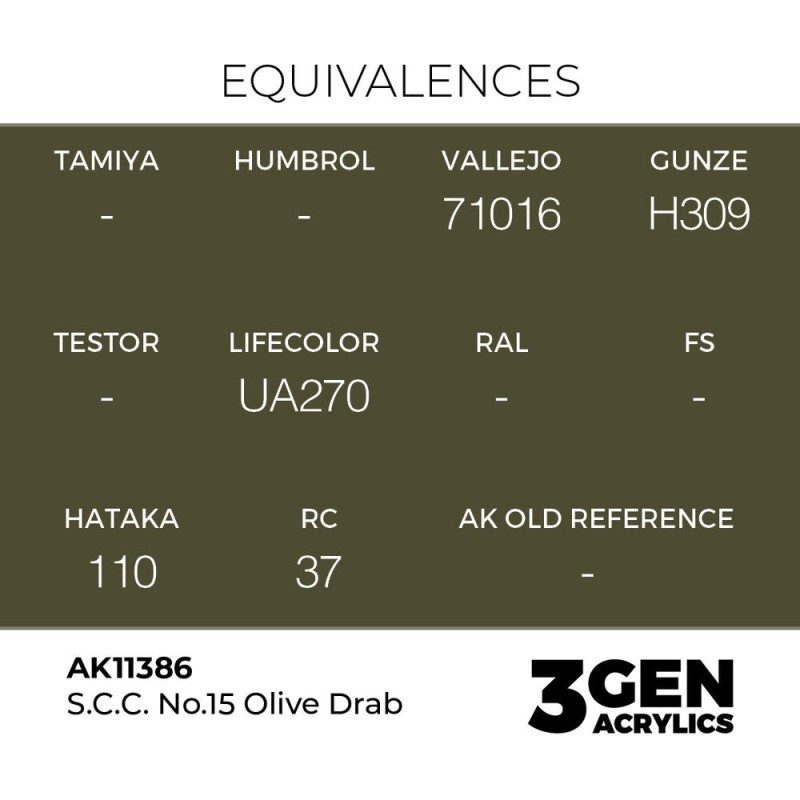  AK - Peinture 3gen : S.c.c. No.15 Olive Drab
