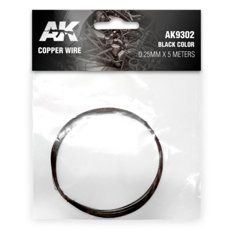 AK - Matériau de modélisme : Copper Wire 0.25 mm x 5 meters Black Color