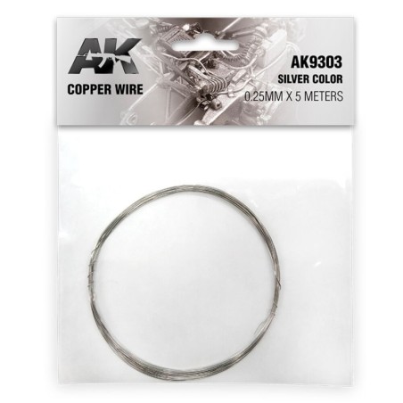 AK - Matériau de modélisme : Copper Wire 0.25 mm x 5 meters Silver Color