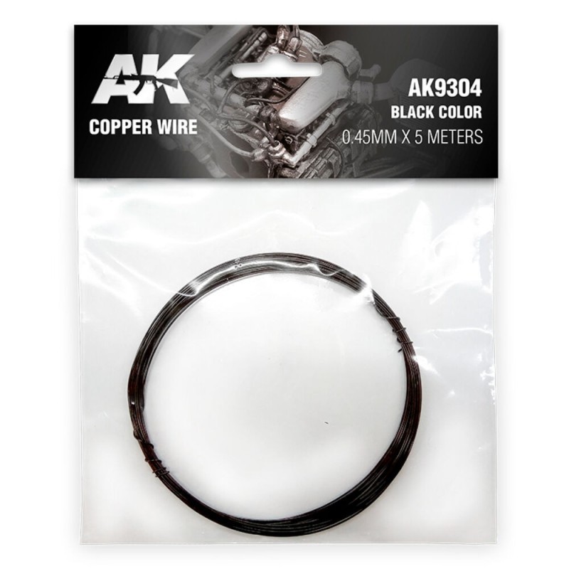 AK - Matériau de modélisme : Copper Wire 0.45 mm x 5 meters Black Color