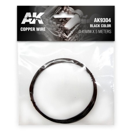 AK - Matériau de modélisme : Copper Wire 0.45 mm x 5 meters Black Color