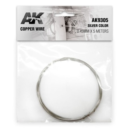 AK - Matériau de modélisme : Copper Wire 0.45 mm x 5 meters Silver Color