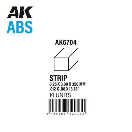 AK - Strips 0.25 x 3.00 x 350 mm - Abs Strip