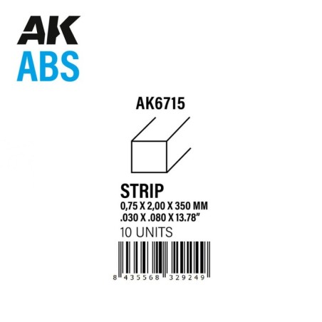 AK - Strips 0.75 x 2.00 x 350 mm - Abs Strip