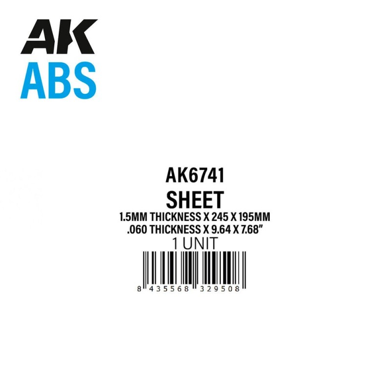 AK - 1.5 mm thickness x 245 x 195 mm - Abs Sheet