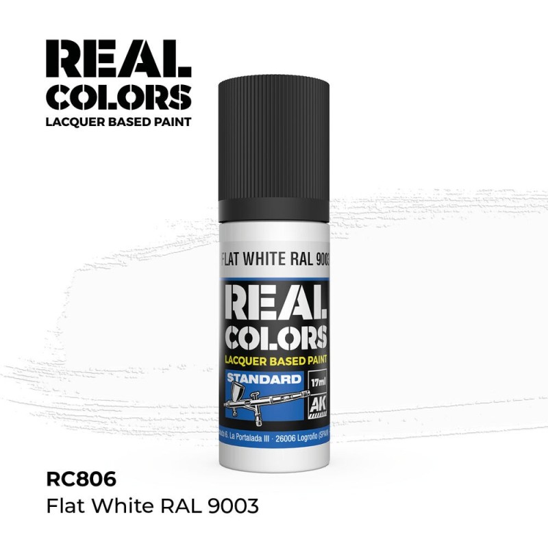 AK - Peinture Real Colors : Flat White RAL 9003 - 17 ml