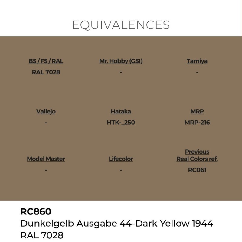  AK - Peinture Real Colors : Dunkelgelb Ausgabe 44 - Dark Yellow 1944 RAL 7028 - 17 ml