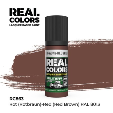 AK - Peinture Real Colors : Rot (Rotbraun) - Red Brown RAL 8013 - 17 ml