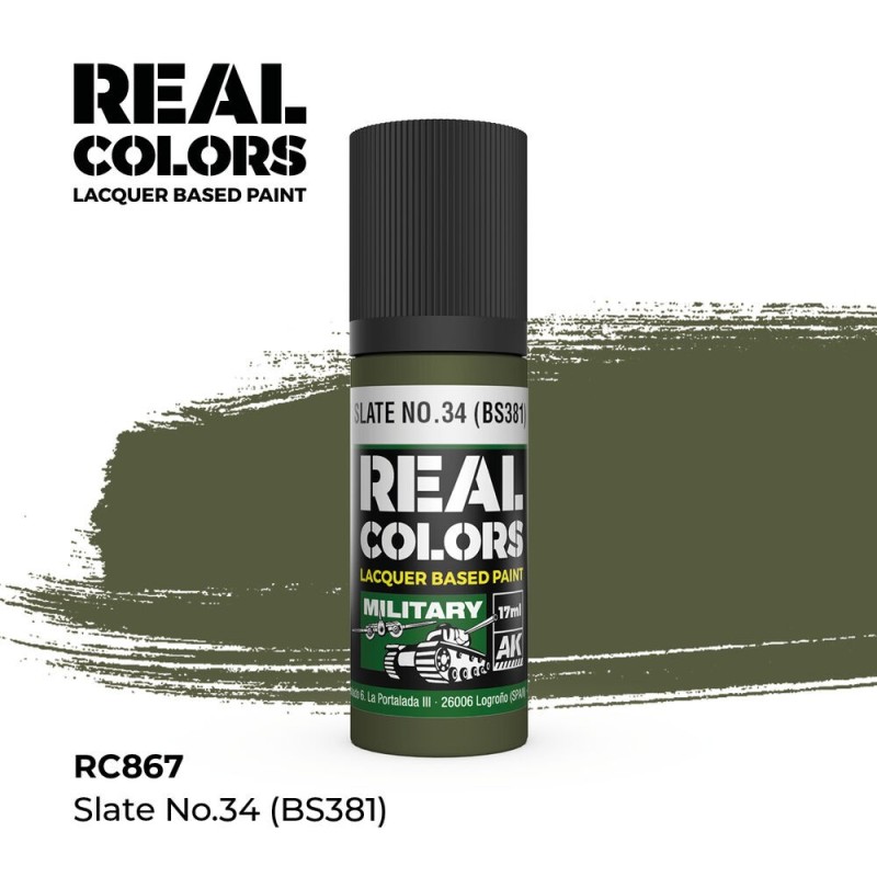 AK - Peinture Real Colors : Slate No.34 (BS381) - 17 ml