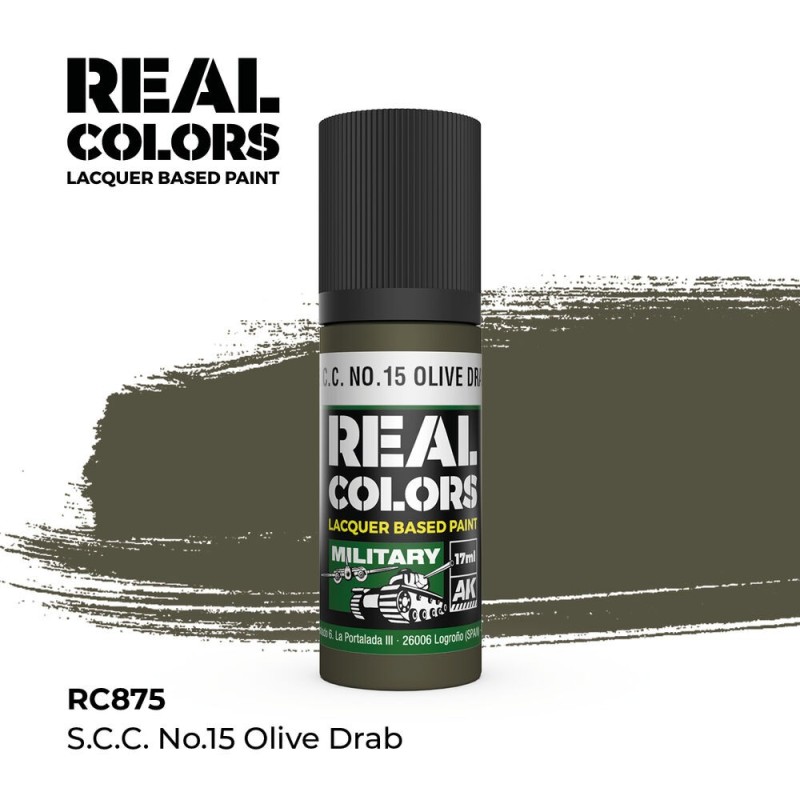 AK - Peinture Real Colors : S.c.c. No.15 Olive Drab - 17 ml