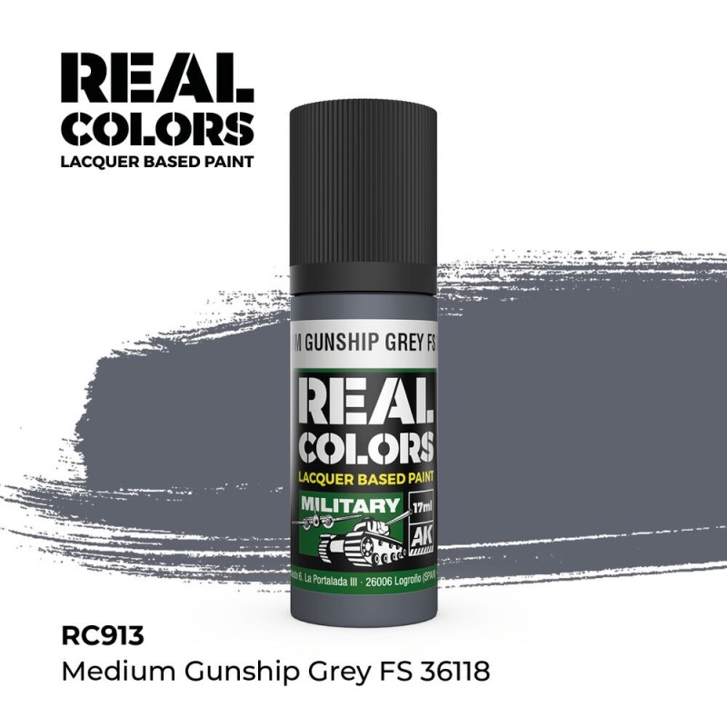AK - Peinture Real Colors : Medium Gunship Grey FS 36118 - 17 ml