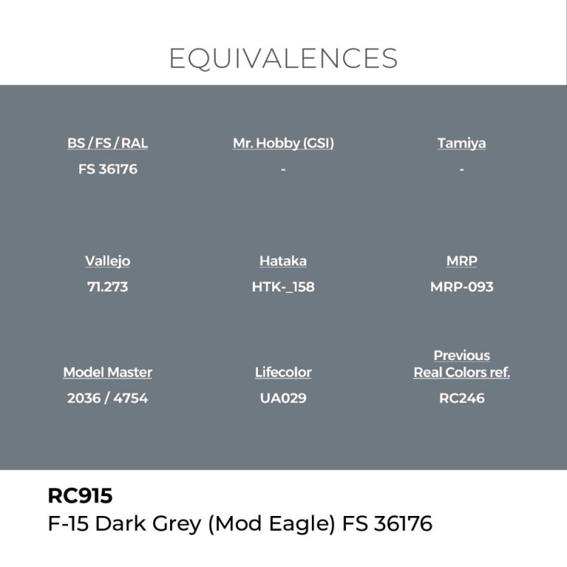  AK - Peinture Real Colors : F - 15 Dark Grey (Mod Eagle) FS 36176 - 17 ml