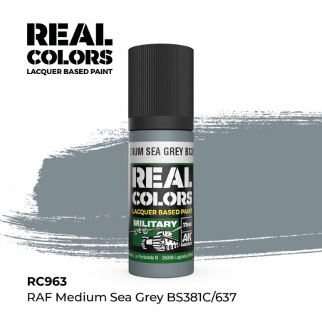 AK - Peinture Real Colors : RAF Medium Sea Grey Bs381c/637 - 17 ml