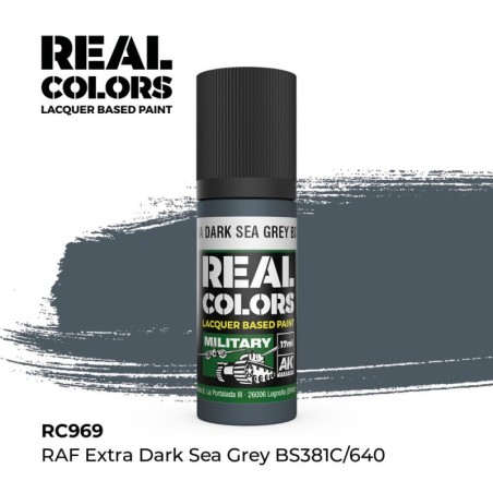 AK - Peinture Real Colors : RAF Extra Dark Sea Grey Bs381c/640 - 17 ml