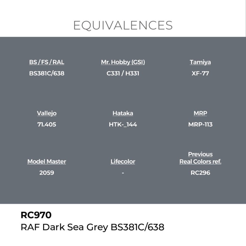  AK - Peinture Real Colors : RAF Dark Sea Grey Bs381c/638 - 17 ml