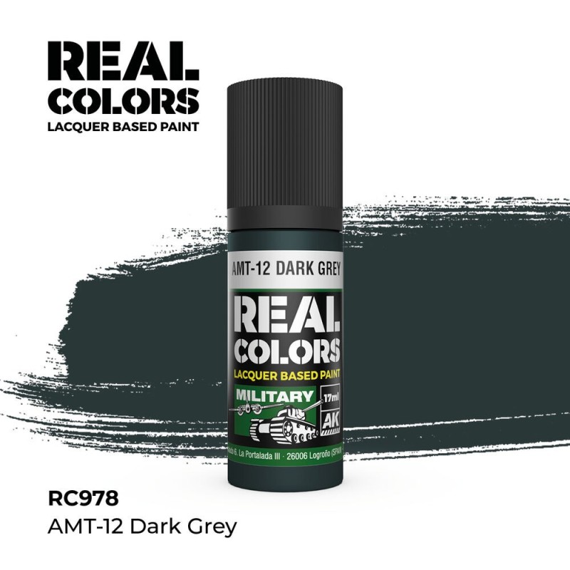 AK - Peinture Real Colors : Amt - 12 Dark Grey - 17 ml