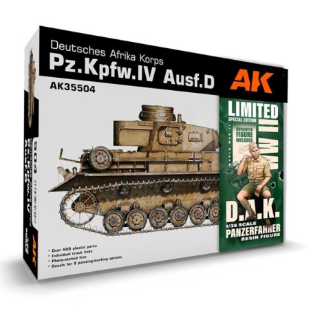 AK - Kit de modélisme : Pz.Kpfw.Iv Ausf.D Afrika Korps+Dak Panzerfahrer 1/35