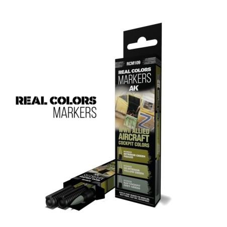 AK - Peinture Real Colors : WWII Allied Aircraft Cockpit Colors - 3 Real Colors Markers
