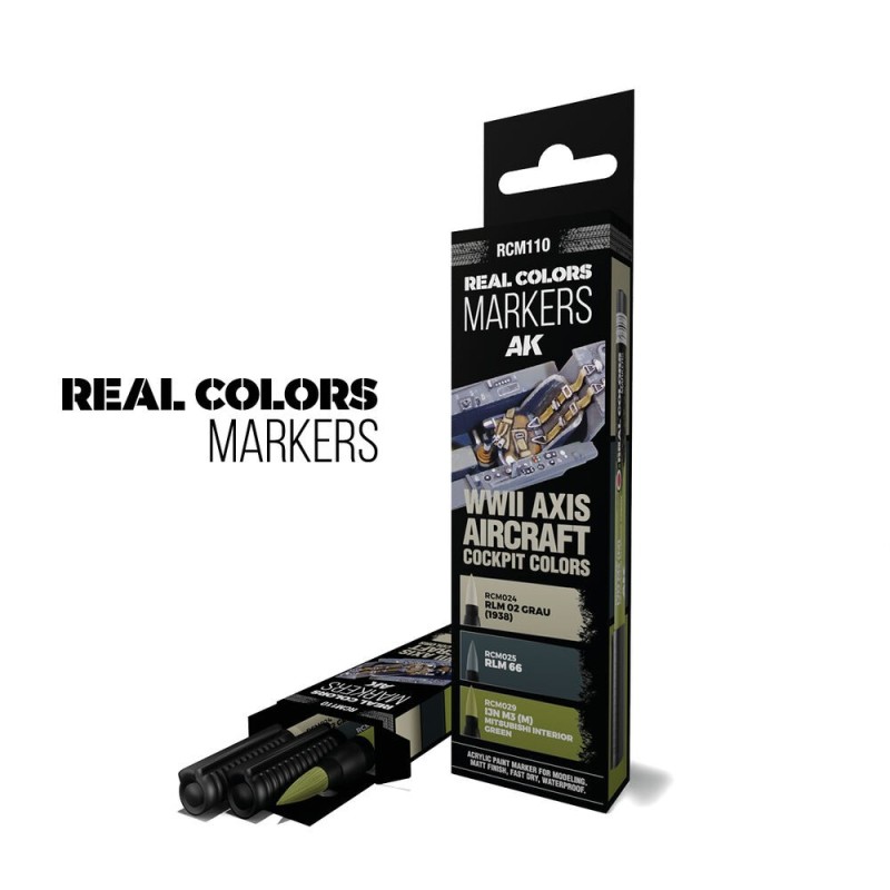 AK - Peinture Real Colors : WWII Axis Aircraft Cockpit Colors - 3 Real Colors Markers