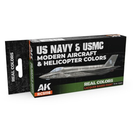 AK - Set de peintures Real Colors : US Navy & USMC Modern Aircraft & Helicopter Colors