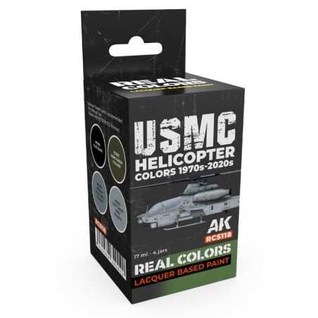 AK - Set de peintures Real Colors : USMC Helicopter Colors 1970s - 2020s