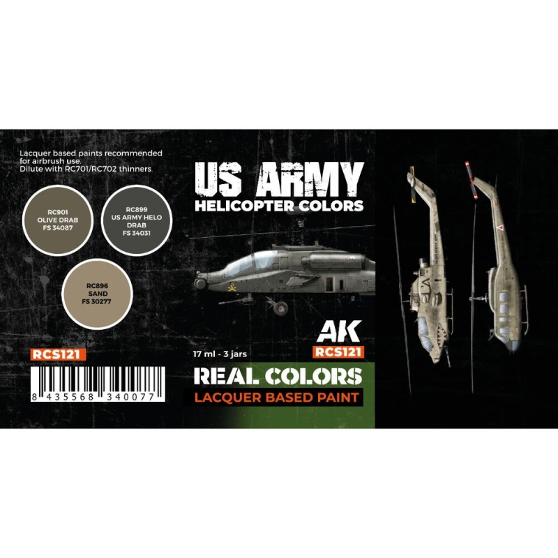 AK - Set de peintures Real Colors : US Army Helicopter Colors