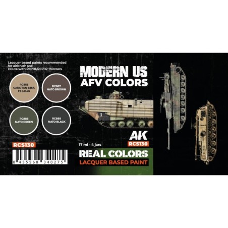 AK - Set de peintures Real Colors : Modern US Afv Colors