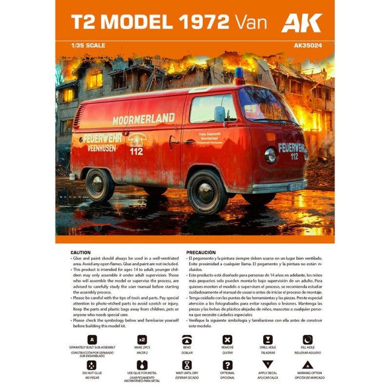  AK - Kit de modélisme : T2 Model 1972 Van 1/35 scale