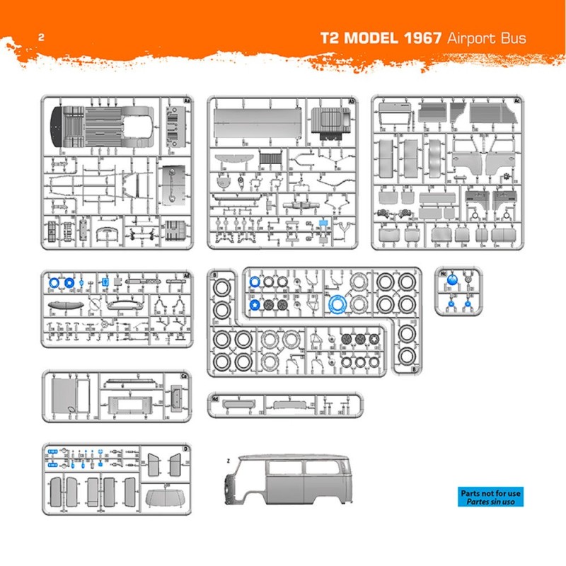  AK - Kit de modélisme : Volkswagen T2 Model 1967 Airport Bus