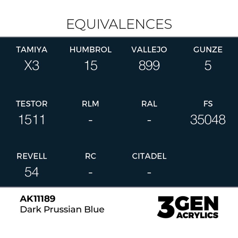  AK - Peinture 3gen : Dark Prussian Blue - 17 ml