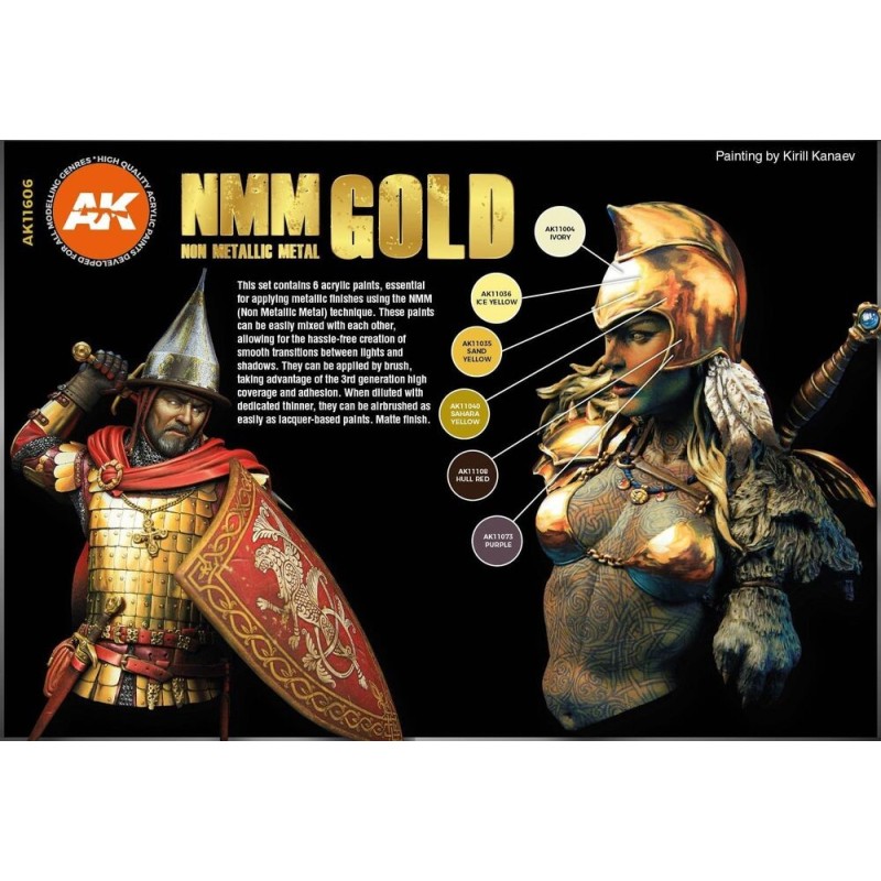  AK - Set de peintures 3gen : Non Metallic Metal: Gold