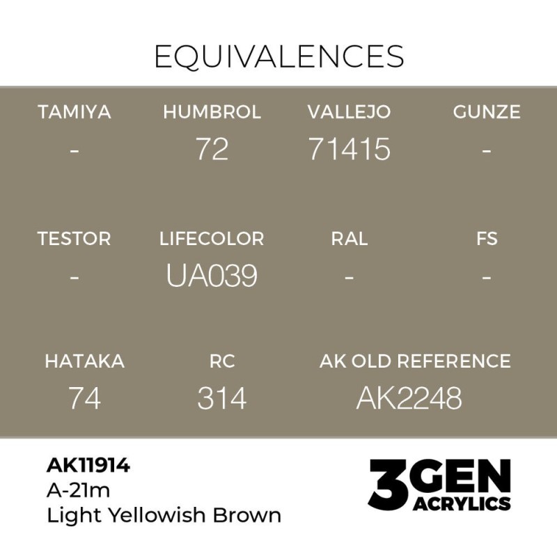  AK - Peinture 3gen : A - 21m Light Yellowish Brown