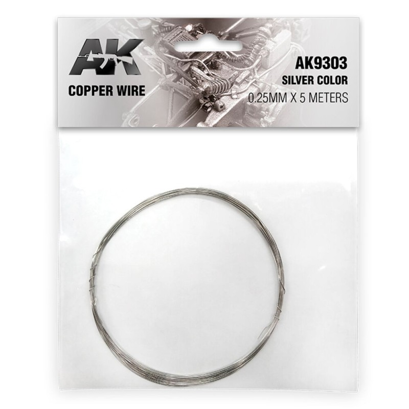 AK - Matériau de modélisme : Copper Wire 0.25 mm x 5 meters Silver Color