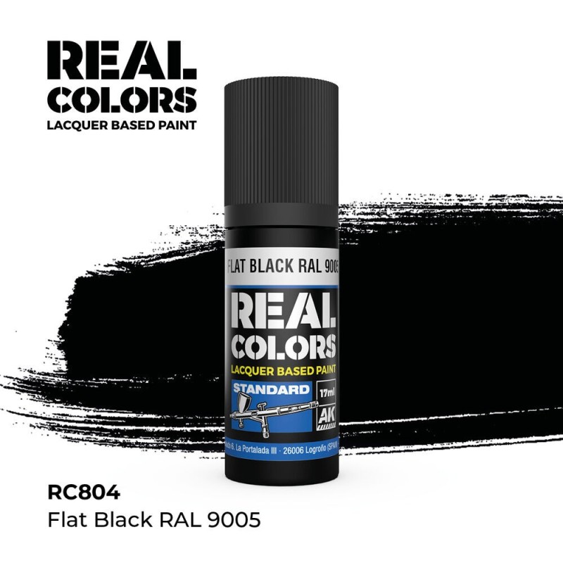 AK - Peinture Real Colors : Flat Black RAL 9005 - 17 ml