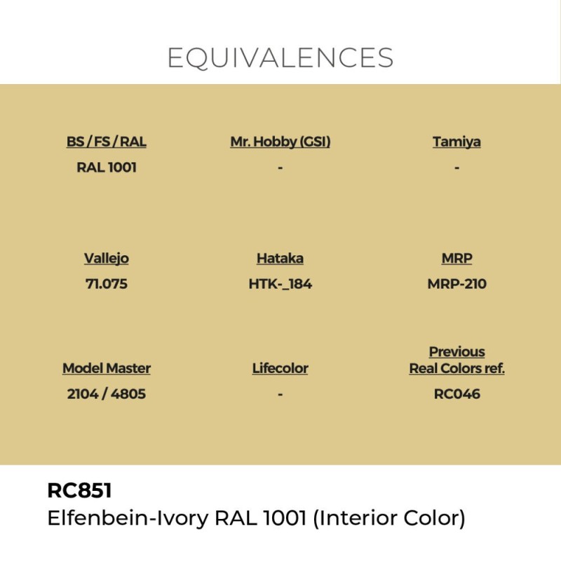  AK - Peinture Real Colors : Elfenbein - Ivory RAL 1001 (Interior Color) - 17 ml