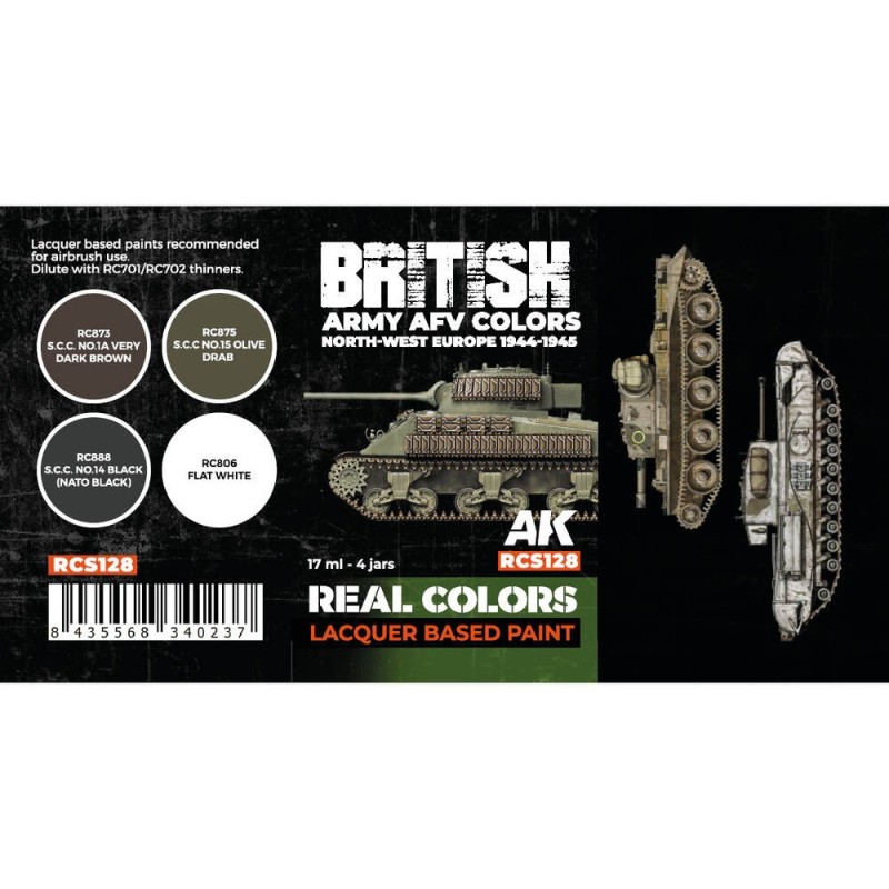 AK - Set de peintures Real Colors : British Army Afv Colors. North - West Europe 1944 - 1945