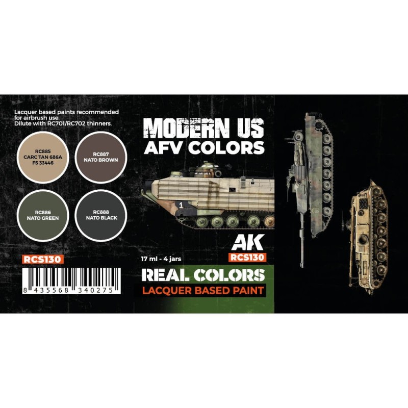 AK - Set de peintures Real Colors : Modern US Afv Colors