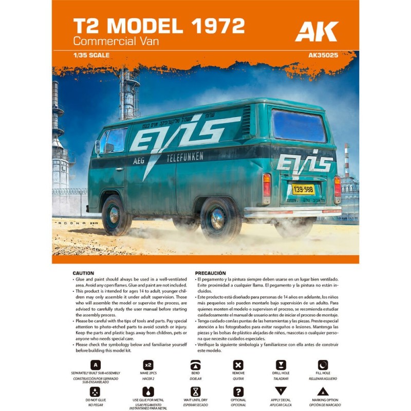  AK - Kit de modélisme : T2 Model 1972 Commercial Van