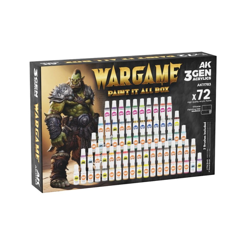 AK - Set de peintures 3gen : Wargame Paint It All Box 72 Colors