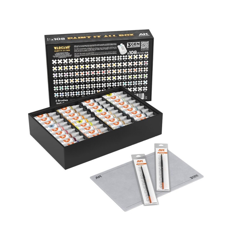  AK - Set de peintures 3gen : Wargame Paint It All Box 72 Colors